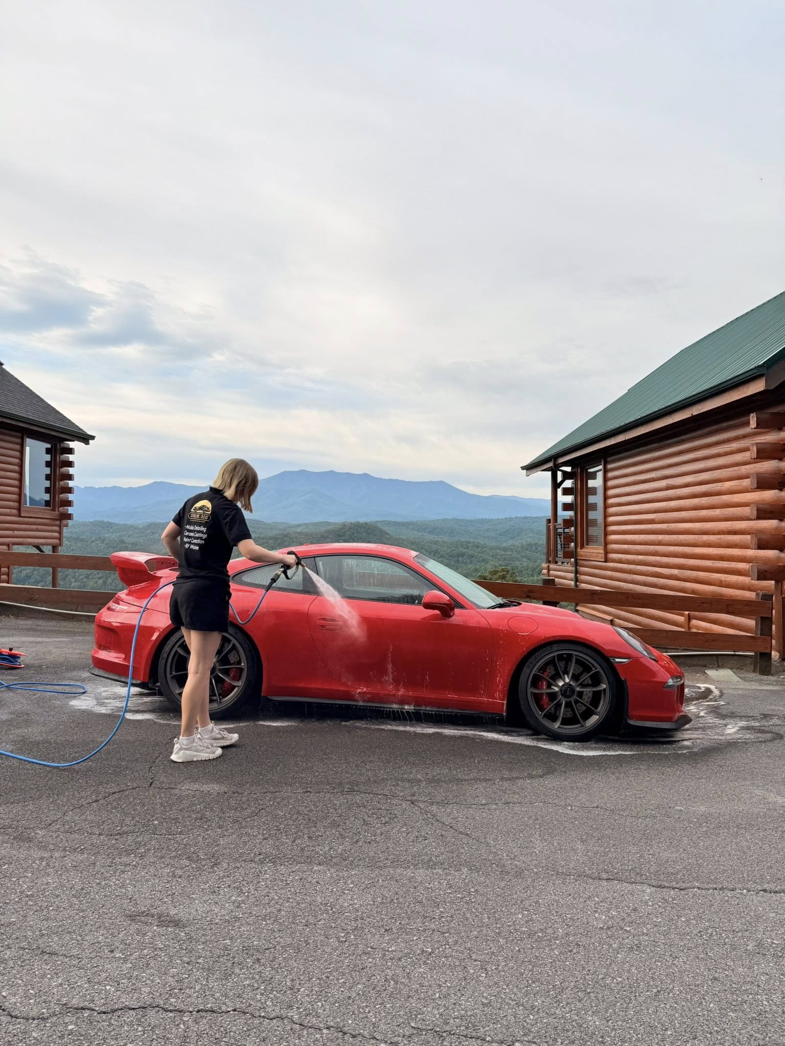 Ceramic coating application on vehicle in Sevierville, Tennessee